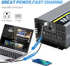 24V 4000W Pure Sine Wave Inverter 24V DC to 110V/120V AC Converter with 4AC Outlets, 5V/3.4A USB, Remote Control with on-Screen Display, Off-Grid Solar Power Inverter for Truck, Home, Vehicles, RV