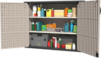 Patiowell 26 cu.ft Plastic Outdoor Storage Shed, Lockable Waterproof Resin Outdoor Storage Cabinet Tool Shed for Garden Tools, Garbage Cans, Pool Supplies, Beige(Not Include Shelves)