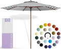 Midtown Umbrellas The Wooden 9 Feet Patio Umbrella With Terylast Zebra (Black/White Stripes) Polyester Fabric - Aluminum Frame Market Umbrella For Backyard, Deck, Garden, Pool - Wooden Pole
