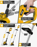 Cordless Weed Wacker for Dewalt 20V Battery(Battery Not Included), with 5 Types Blades, Brushless Motor, Lightweight Grass Trimmer/Brush Cutter for Lawn Yard Garden
