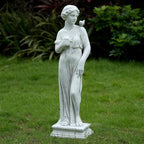 Outdoor Nymph Statues, 32Inch Garden Goddess Sculptures, Greek Mythology Roman Decor, Large Statues for Patio Yard Lawn Porch, Grey (Nymph-Grey)