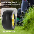 AR-PRO 11x6.00-5 Flat Free Tire and Wheel - Relacement 11x6-5 Solid Rubbe Riding Lawn Mower Tire with Rim, 5.9"-8.1" Centered Hub and 3/4" Bushings - Fit Most Zero Turn Mowers (2-Pack)