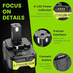 ARyee 3000mAh P108 Compatible with Ryobi Lithium Battery 18 Volt ONE+ P102 P103 P104 P105 P107 P108 P109 P190 P191 P122 with LED