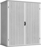 Greesum 5×3FT Plastic Outdoor Storage Shed with Floor, Resin Sheds with Lockable Door, Window and Vent, All-Weather Tool Storaged Sheds for Garden, Backyard, Patio, Light Gray (4.7×2.5FT)