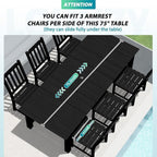 LOUNZY 9 Pieces Patio Dining Sets,Outdoor HDPE Furniture Set for 8 w/ 2" Hole Cut-Out Dining Table with 8 Patio Chairs(2 W/Armrest, 6 w/o Armrest),Black