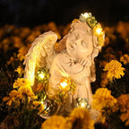 Solar Cherub Angel Outdoor Garden Decor Statues - 8 inches Angel Figurines Outdoor Sculptures with Succulent, Garden Statues for Outside, Patio, Balcony, Lawn Ornaments or Housewarming Gift