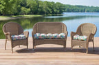 RSH DECOR: Sunbrella Tufted Wicker Loveseat Cushion | 41” x 19" | Water and Fade-Resistant Performance Fabric | Outdoor Settee Cushion for Patio Furniture | Canvas Antique Beige