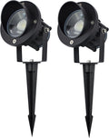 GBS9809 LED Spotlights, 9W 120V Line Voltage, 5000K Daylight, with Metal Ground Stake, Outdoor Flag Light, Landscape Spotlight, Corded Plug, Not Dimmable (Pack of 2)