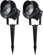 GBS9809 LED Spotlights, 9W 120V Line Voltage, 5000K Daylight, with Metal Ground Stake, Outdoor Flag Light, Landscape Spotlight, Corded Plug, Not Dimmable (Pack of 2)