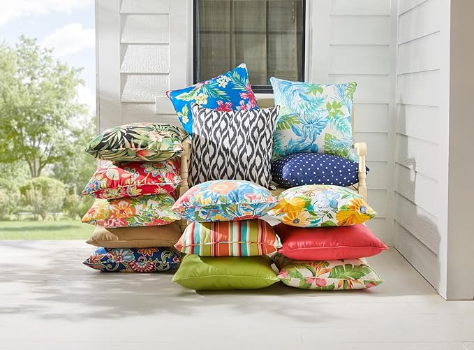 BrylaneHome 16" Square Toss Pillow - Patio & Outdoor - Patio & Outdoor - Water, Stain & Fade Resistant - Khaki