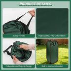 2Pack Reusable Pop-Up Yard Waste Bag Holder, Designed for 30 Gallon Paper Lawn Bags, Multi-Use Dustpan Function and Compact Foldable Design for Effortless Leaf Collection