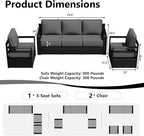 Outdoor Patio Furniture Set, 3-Piece Aluminum Patio Conversation Set All-Weather Metal Outdoor Sectional with 6 Inch Thick Cushions, Deep Setting for Garden, Outside and Porch