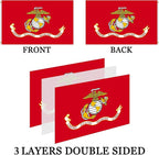 US Marine Corps USMC Flag Outdoor 3x5 Double Sided- 3Ply Heavy Duty 240D Nylon(All Weather)- United States Marine Corps Flag- 2 Brass Grommets & 4 Rows Stitched