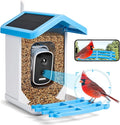 Smart Bird Feeder with Camera Solar Powered & Wireless Outdoor, HD Auto-Capture with Instant Alerts, Live Video Streaming via 2.4G WiFi, Weatherproof Auto-Recording Design, Gift for Bird Lovers