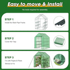 Greenhouse, 56×56×76" Walk in Greenhouse, Portable Green House for Outdoors with Thicken PE Cover, 3 Tiers 8 Shelves for Plants, Flowers, Seedling (Green, 56x56x76 inch)