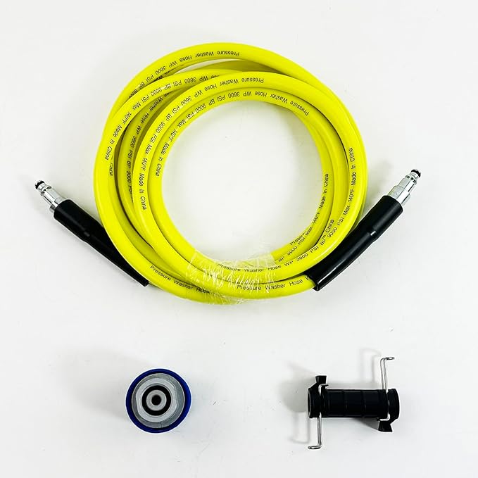 5800PSI/400Bar Ultra Flexible Pressure Washer Hose for Bosch Home Cleaning, 5M-30M High Pressure Extension Tube with Quick-Connect Adapter,(Red/Blue/Yellow/Green/Grey/Orange/Light Blue)(Yellow,32FT)