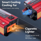 600W Car Power Inverter, 12V/24V Car Plug Adapter Outlet Converter with Dual Type C, Dual USB Dual, Dual Cigar Lighter, Single AC Outlet for Cars Trucks US Plug (Red)