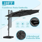 HOTIME10ft Large Cantilever Patio Umbrellas - Upgrade and Intensify - with 360 Rotation and 5 Angles Adjustment - Aluminum Offset Pool Umbrella Square Outdoor Umbrella for Patio Garden Deck Pool