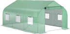 Outsunny 11.5' x 10' x 6.5' Outdoor Walk-in Greenhouse, Tunnel Green House with Roll-up Windows, Zippered Door, PE Cover, Heavy Duty Steel Frame, Green