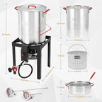 Turkey Fryer, Turkey Fryer and Fish Fryer Set,Turkey Deep Fryer Kit 30QT & 10QT Fryers, Aluminum Deep Fryer & Seafood Boiler Steamer for Crab, Shrimp, Lobster