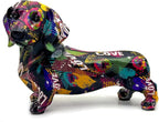 FUNSXBUG Colorful Dachshund Dog Statue Art Figurines Sculpture Collectibles Home Office Desktop Decor Outdoor Garden Display Decoration (Dachshund Dog 4)