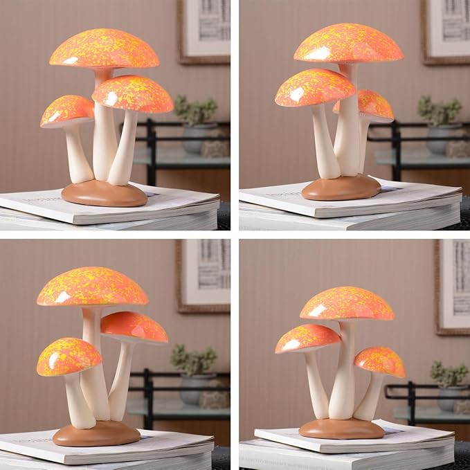 SEINHIJO Mushroom Decor Sculpture Garden Gifts Statue Outdoor Fairy Figurine Modern Patio Arts Polyresin 7.9inch