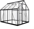 VIWAT 6x7.5 FT Greenhouse for Outdoors, Polycarbonate Greenhouse with Quick Setup Structure and Roof Vent, Aluminum Large Walk-in Green House for Outside Garden Backyard, Black