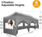 COBIZI 10x30 Pop up Canopy Tent 10x30 Canopy with Sidewall Waterproof Heavy Duty Commercial for Parties Outdoor Garden Gazebo Tent, Carry Bag with Wheel(10x30ft with Sidewalls,Gray)