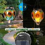 Hot Air Balloon Solar Lantern - Sunflower Glass Lantern, Simulated Flickering & Dancing Flame, Outdoor Hanging Yard Light Waterproof IP65 for Patio Lawn Porch Decor Gift