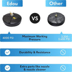 EDOU Professional Pressure Washer Surface Cleaner 15" - Stainless Steel, Heavy Duty - 4,000 PSI Max Working Pressure - Includes 2 Extension Wands and Power Washer Accessories