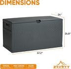 125 Gallon Resin Deck Box, Weatherproof Outdoor Storage Box for Patio, Garden, Pool, and Yard, Lockable Waterproof Bin for Tools, Cushions, and Accessories, Grey