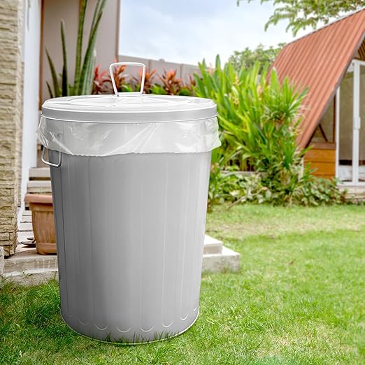 Plexon Large Metal Trash Can with Lid 20 Gallon, Decorative Outdoor Trash Can Heavy Duty Galvanized Metal Bucket with Lid for Garage Workshop Ash Storage Farmhouse, Gray