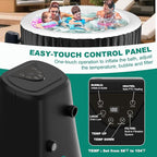 DoCred 4-6 Person Inflatable Hot Tub, 82" X 82" X 25" Round Blow up Portable Hot tub with 130 Bubble Jets, Large Outdoor Spa Bathtub Set Included Heater Pump, Insulated Cover and Filter