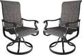 Amopatio Patio Swivel Chairs Set of 2, Outdoor Swivel Rocker Dining Chairs with All Weather Textilene High Back & Metal Frame, for Backyard Deck Lawn Garden, Dark Grey