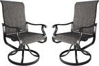 Amopatio Patio Swivel Chairs Set of 2, Outdoor Swivel Rocker Dining Chairs with All Weather Textilene High Back & Metal Frame, for Backyard Deck Lawn Garden, Dark Grey