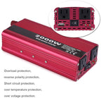 Power Inverters, 2000W DC 12V to 110V Car Converter with 2 AC Outlets & USB Ports for Household Appliance