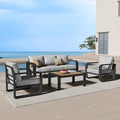 Aluminum Outdoor Patio Furniture Set 4 Piece, Oversized Patio Conversation Sets Widened Armrest & Ultra-Thick Cushions, Deep Seating Modern Sectional Furniture for Backyard, Porch, Gray