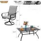 Sophia & William Outdoor Dining Set Patio Dining Set for 6 Outdoor Table and Chairs 7 Pieces Outdoor Patio Set with Swivel Patio Chairs 60"x 38" Metal Table for Garden Pool All Weather Grey