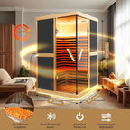 Home Sauna Infrared Sauna 7 Color Light Indoor Sauna for 2 Person,APP Control Dry Sauna Low EMF 1980W/110V Canadian Hemlock Wood Saunas,for Home Spa
