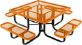 COATEDOUTDOORFURNITURE Heavy-Duty Portable Outdoor Kids Table with Umbrella Hole, Expanded Metal Kids Picnic Table, Commercial-Grade, Made in America (46 in, Square, Childrens, Textured Orange)