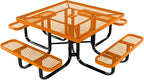 COATEDOUTDOORFURNITURE Heavy-Duty Portable Outdoor Kids Table with Umbrella Hole, Expanded Metal Kids Picnic Table, Commercial-Grade, Made in America (46 in, Square, Childrens, Textured Orange)