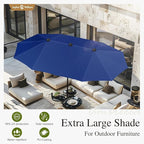 Sophia & William Patio Dining Set with 13ft Double-Sided Patio Umbrella, 8 Piece Metal Outdoor Table Furniture Set with 6 Outdoor Stackable Chairs, 1 Rectangle Dining Table and 1 Large Navy Umbrella