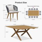 PURPLE LEAF 14 Pieces Patio Dining Set Wicker Outdoor Furniture Oversize Rectangular Table and Chairs Set for Garden Deck Teak-Finish Aluminum Frame Backyard Kitchen Set, Cushions and Pillows Included