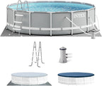 Intex 26719EH Prism Frame Premium Above Ground Swimming Pool Set: 14ft x 42in – Includes 1000 GPH Cartridge Filter Pump – SuperTough Puncture Resistant – Rust Resistant – 3357 Gallon Capacity