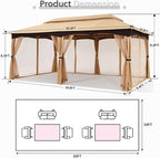MASTERCANOPY Outdoor Patio Gazebo for Garden with Upgrade Steel Frame and Netting Walls (10x20,Beige)