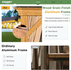 EROMMY 14'x20' Gazebo, Galvanized Steel Double Roof with Wood Grain Aluminum Frame, Outdoor Permanent Metal Pavilion with Curtains and Nettings for Patio, Backyard and Deck