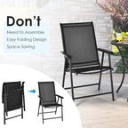 S AFSTAR Patio Chairs Set of 2, Outdoor Foldable Sling Chairs with Armrests, Folding Outdoor Chairs for Lawn Garden Backyard Poolside Porch (Black)