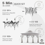 Bezseller 11x11 Pop Up Gazebo Tent with Mosquito Netting – Quick Set Up, Water-Resistant Outdoor Canopy for Patio, Garden, Backyard, and More,Light Grey