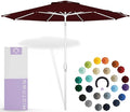 Midtown Umbrellas The Swilt 8 Feet Patio Umbrella in Sunbrella Burgundy Acrylic Fabric - Fiberglass Ribs, Auto-Tilt Aluminum Frame For Backyard, Deck, Garden, Pool - White Pole