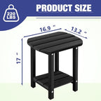 LZRS Outdoor Side Table - 2-Tier Adirondack HDPE Patio End Table for Pool, Porch,Balcony & Backyard,Weather Resistance for Indoor and Outdoor use(Black)